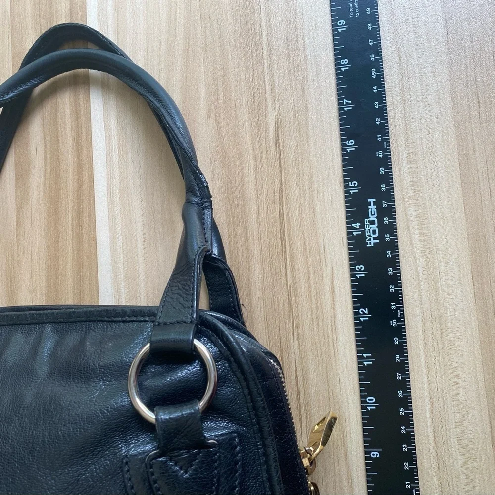 Marc JACOBS Black Wellington Fulton Leather Satchel Bag Large Purse Tote $1300